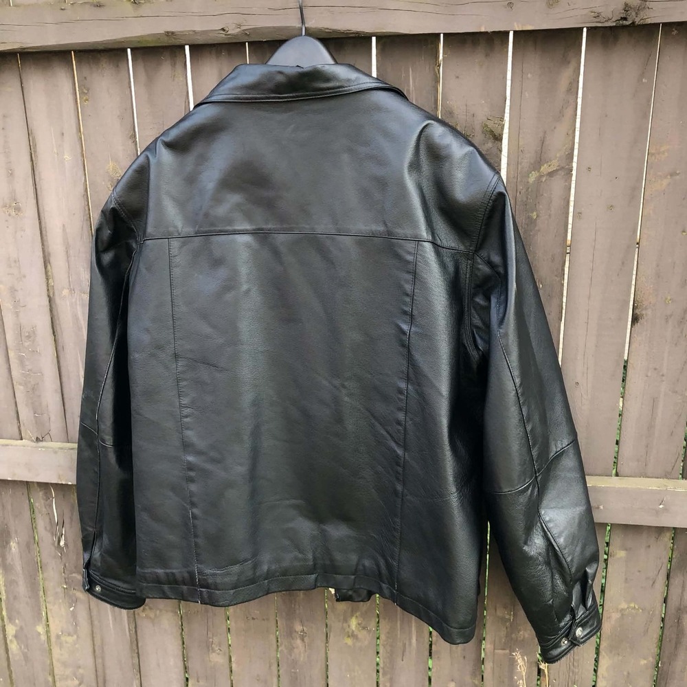 Susquehanna Trail Leather Jacket Mens XXL Black Tartan Plaid Lined Bomber Grunge - Picture 4 of 14